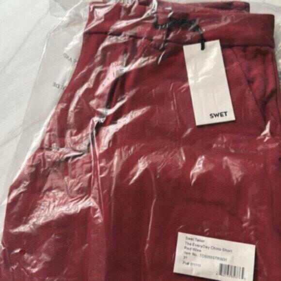 NWT Swet Tailor Men's Red Everyday Chino Short Size 31 - Picture 6 of 6